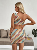 Holiday Style Striped One-shoulder Dress