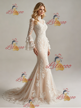 Long Sleeve Lace Mermaid Wedding Dress