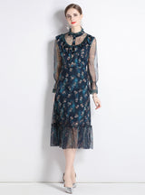 Printed Floral Palace Style Slim Dress