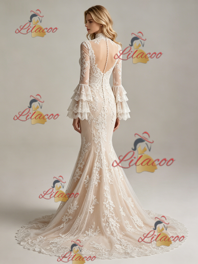 Long Sleeve Lace Mermaid Wedding Dress