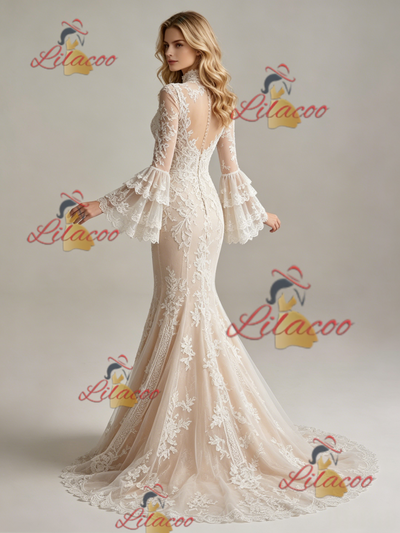 Long Sleeve Lace Mermaid Wedding Dress