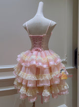 Pink Retro Sling Lace Cake Fluffy Dress