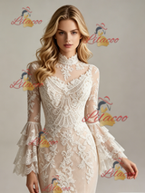 Long Sleeve Lace Mermaid Wedding Dress
