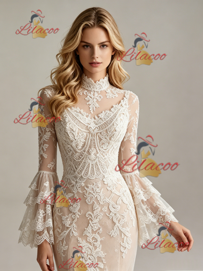 Long Sleeve Lace Mermaid Wedding Dress