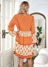 Vacation and Leisure Bohemian Long Sleeve Print Dress
