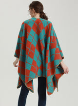 Ethnic Diamond Cashmere-like Split Cloak Coat
