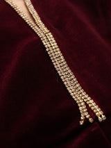 Burgundy Velvet Split Mother Of The Bride Dress