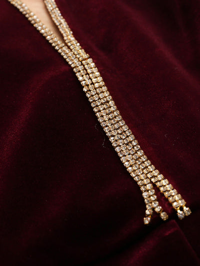 Burgundy Velvet Split Mother Of The Bride Dress