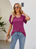 Round Neck Pleated Short Sleeve T-shirt