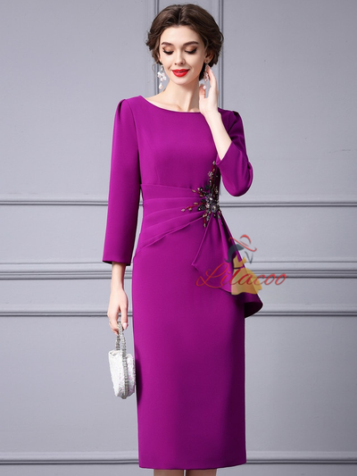 Purple Beading Mother Of The Bride Dress
