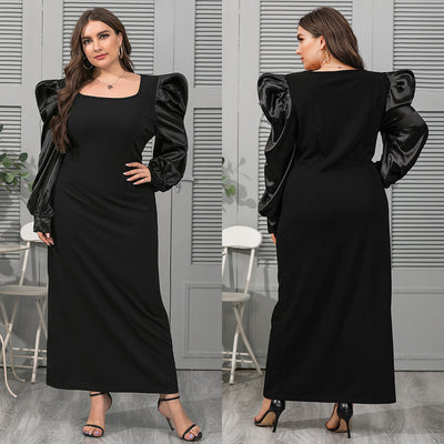 Fashion Square Collar Puff Sleeve Loose Dress