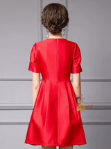 Red Satin Beading Crystal Mother of the Bride Dress