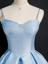 Blue Spaghetti Straps Homecoming Dress