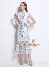 Sleeveless Slim Lace Stitching Dress