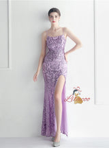 Spaghetti Straps Mermaid Sequins Prom Dress