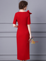 Short Sleeve Split Mother Of The Bride Dress