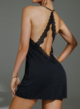 Sexy Backless Lace Suspenders Pajamas