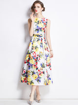 Retro Palace Print Party Dress