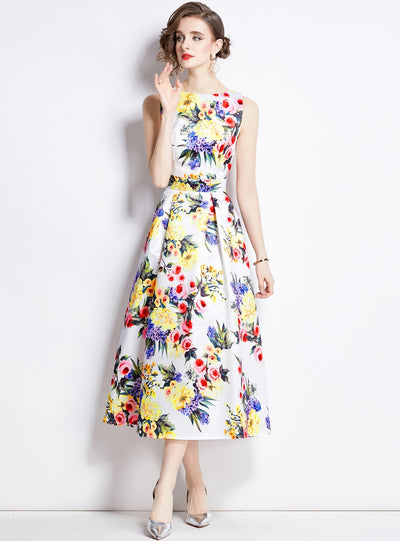 Retro Palace Print Party Dress