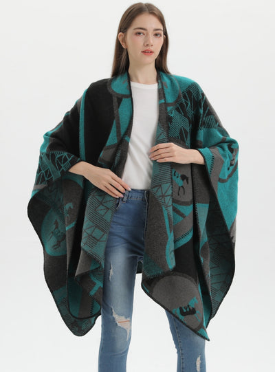 Thickened Cashmere Split Cloak Shawl