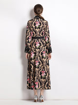 Long-sleeved Palace Style Printed Retro Print Dress