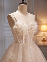 Ivory Tulle Sequins Flower Homecoming Dress