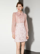 Pink Gauze Long Sleeve Dress