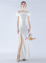 Off the Shoulder Split Prom Dress