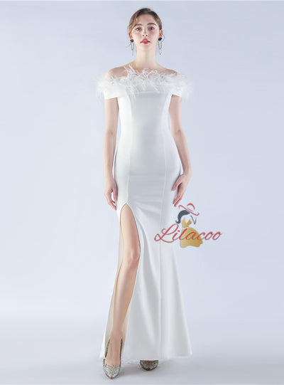 Off the Shoulder Split Prom Dress