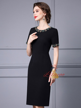 Black Short Sleeve Mother Of The Bride Dress