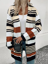 Color Matching Long Cardigan Sweater