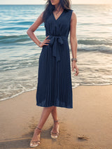 Sleeveless Solid Color Beach Dress