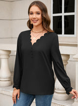 V-neck Loose Long-sleeved Blouse