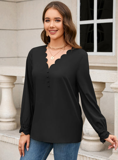 V-neck Loose Long-sleeved Blouse