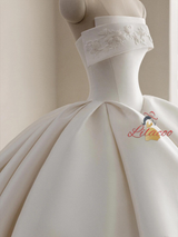 Ball Gown White Satin Strapless Wedding Dress