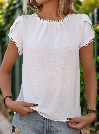 Short-sleeved Lace Stitching Top Shirt