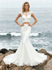 White Mermaid Two Piece Lace Wedding Dress