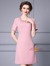 Pink Short Sleeve Mother Of The Bride Dress