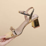 Flat-heeled Metal Chain Buckle Sandals