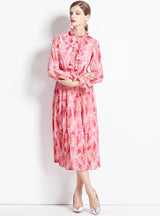 Floral Chiffon Long Sleeve Dress