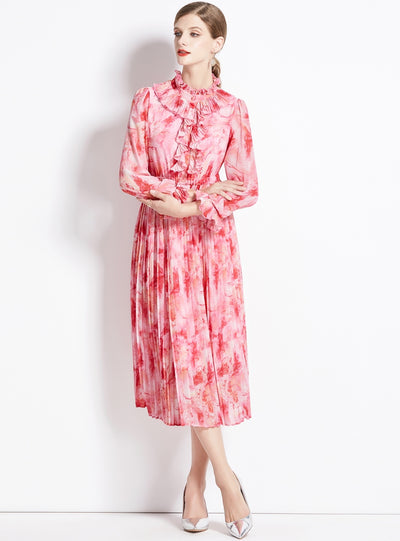 Floral Chiffon Long Sleeve Dress
