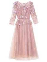 Pink Lace Short Sleeve Mother Of The Bride Dress