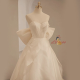Ivory Tulle Sweetheart Bow Pleats Wedding Dress