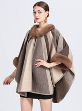 Jacquard Plus Size Knitted Shawl Cloak Coat