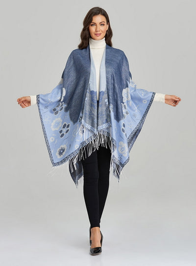 Fringed Floret Warm Split Sape Shawl