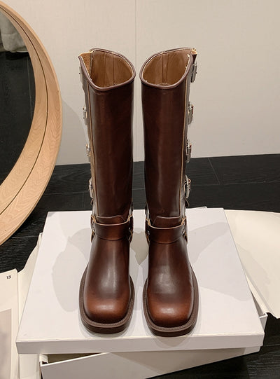 Women Retro Colored High Cowboy Boots