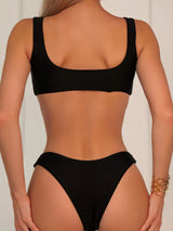 Sexy Black Openwork Bikini Suit