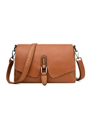 Small Square Bag Soft Leather Buckle Shoulder Crossbody Bag
