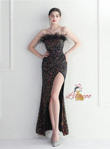 Mermaid Sequins Strapless Prom Dress