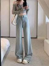 Retro Washed High Waist Wide Legs Jeans